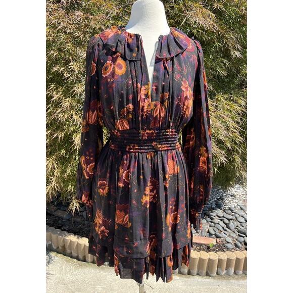 Ulla Johnson Womens Dress Adara Ruffled Silk Floral Print Mini 8 NWT